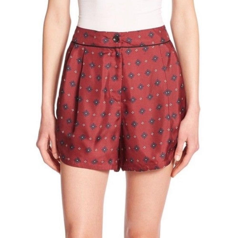 Rag & Bone Gabrielle Silk Shorts Red Diamond